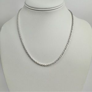 Silver Chain Solid Silver Rope Chain Necklace 2.5mm 18 Inches Stamped .925 Italy